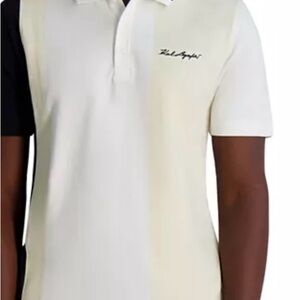 Karl Lagerfeld NWT Two-Tone Black and Cream Polo Shirt Size L